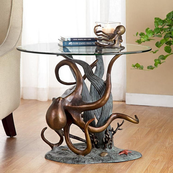 Octopus and Seagrass End Table Sculptural Seaweed Large Cocktail